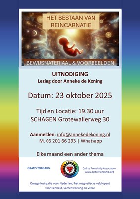 CtoF Fleyer A4 Lezing 2025 oktober 23e - Anneke de Koning - Het bestaan van Reincarnatie